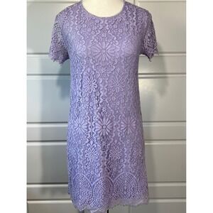 Miami Lavender Purple Crochet Lace Sheath Dress Open Back Size XS Short‎ Sleeve